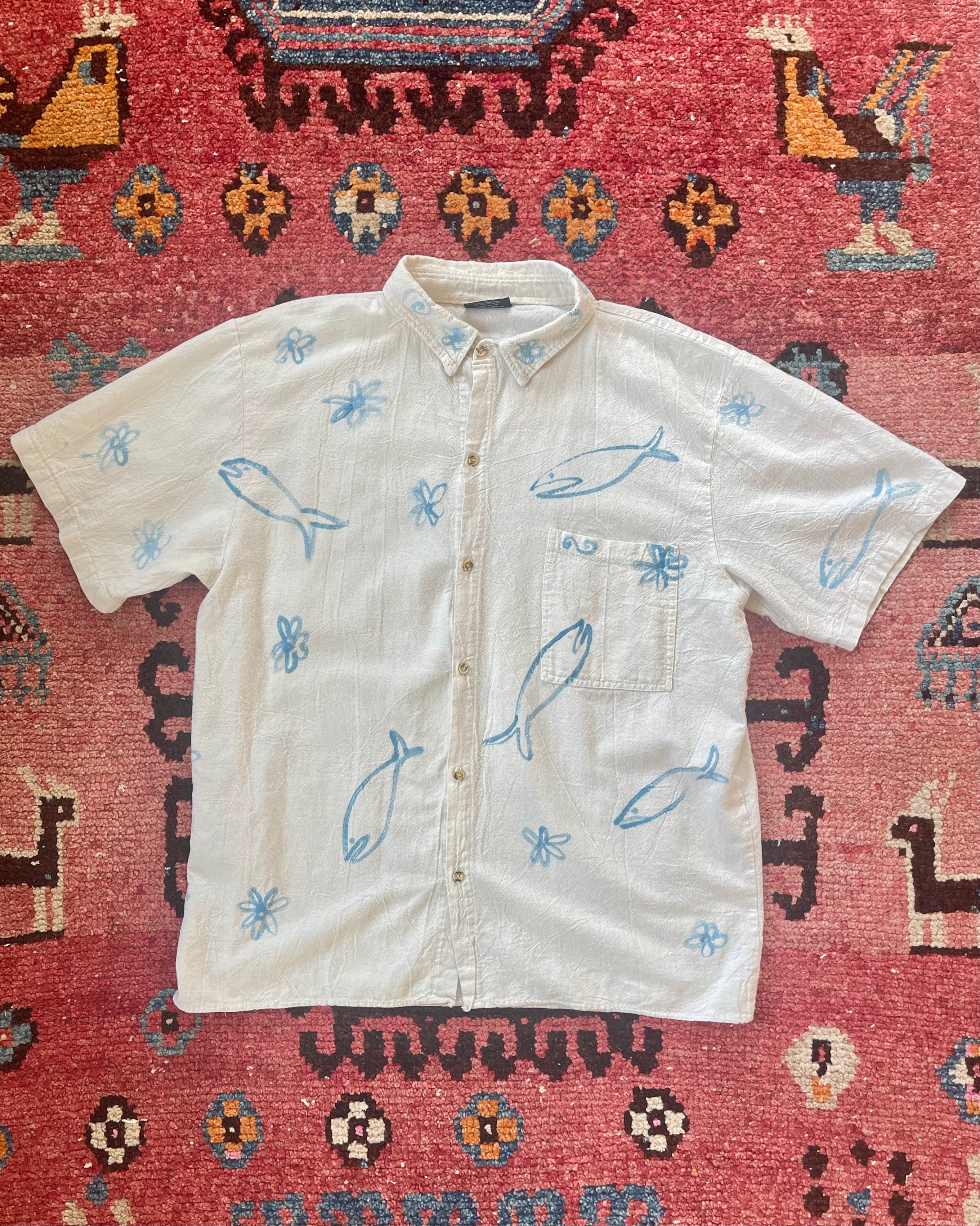 Flowers + Fins Button Up