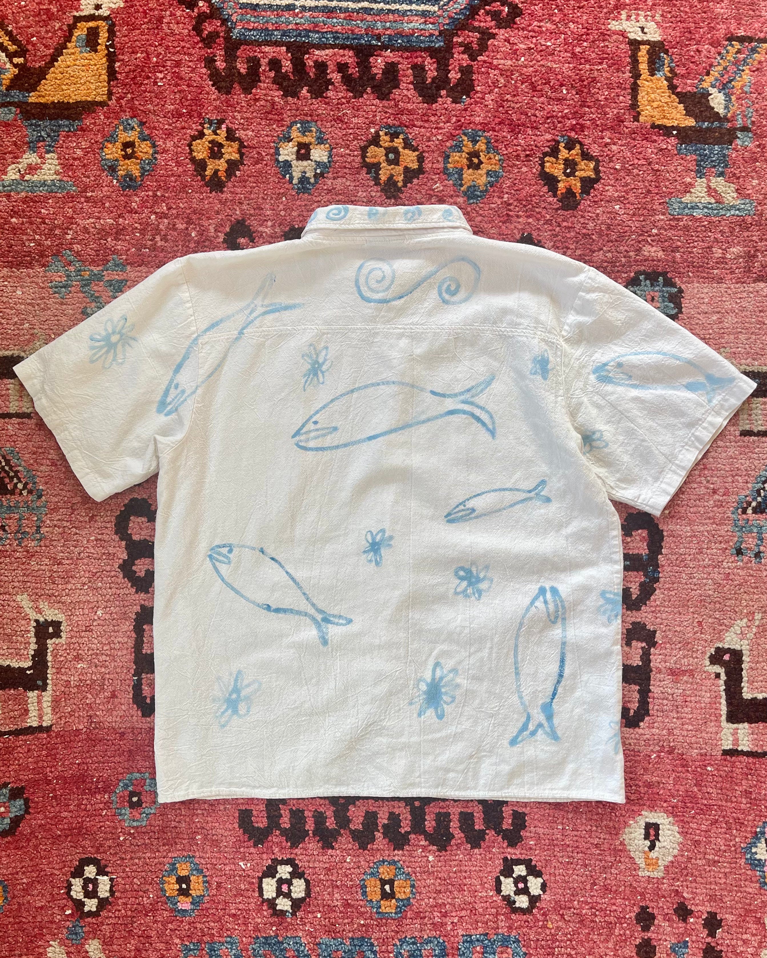 Flowers + Fins Button Up